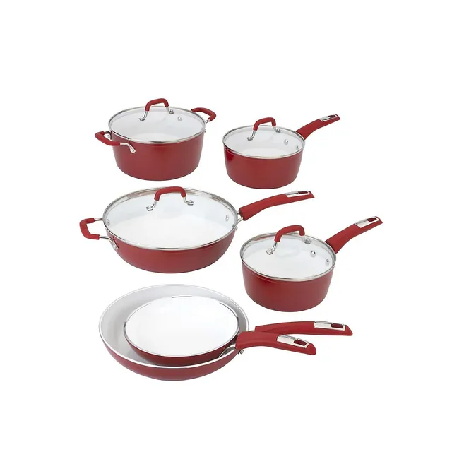 Bialetti Aeternum 10 Piece Non-Stick Cookware Set - Red/White for
