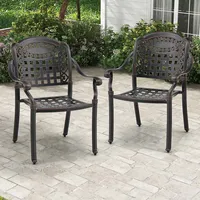 2pcs Patio Cast Aluminum Armrest Chairs Dining Stackable Outdoor