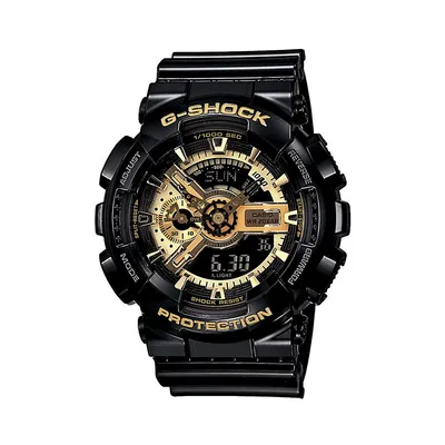 Montre noire et dorée avec bracelet en résine G-Shock pour homme