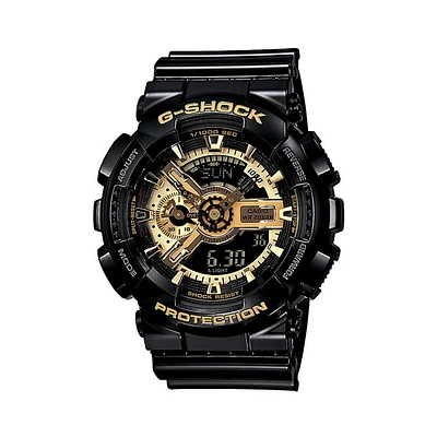 Montre noire et dorée avec bracelet en résine G-Shock