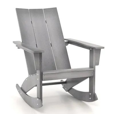 Patio Adirondack Rocking Chair All Weather Hdpe Porch Rocker 330lbs Grey Outdoor
