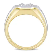 Men's 1/10 Ct Tw Diamond Ring White And Yellow Plated Sterling Silver