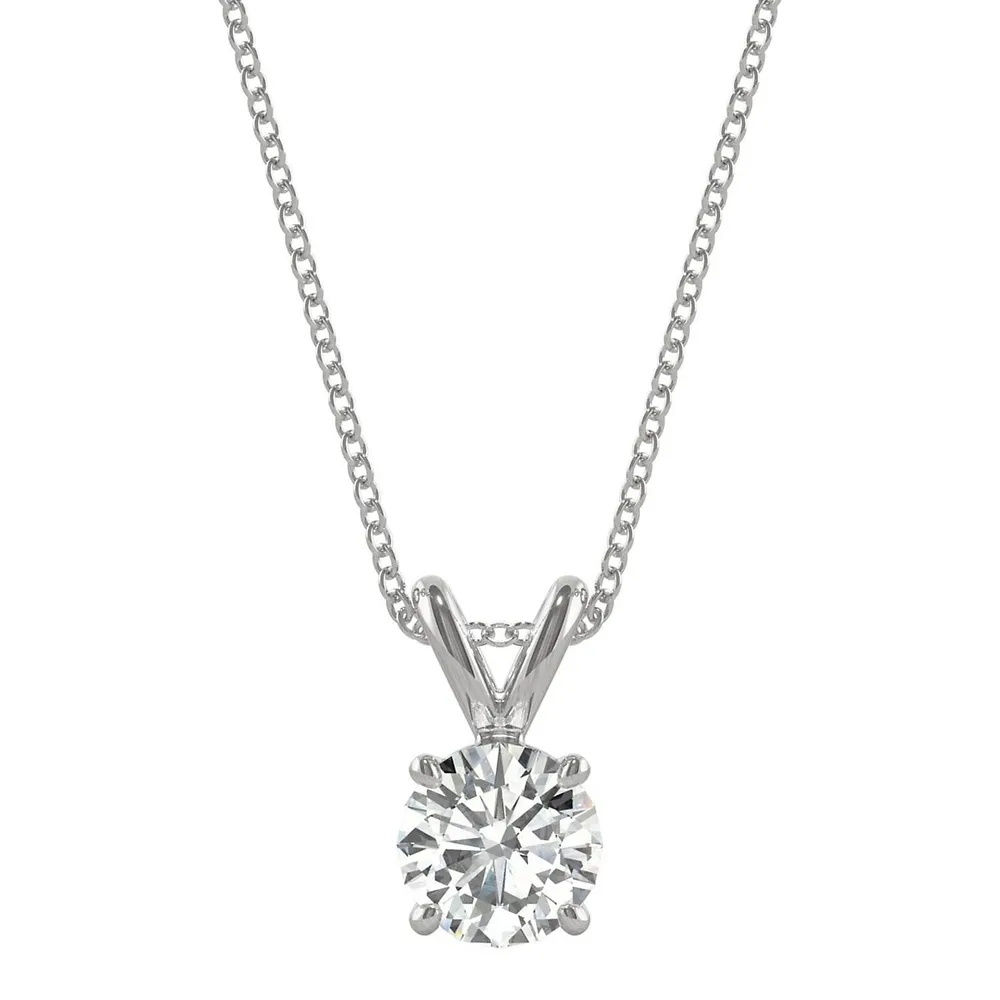 14k White Gold & 0.5 Ct. T.w. Created Moissanite Solitaire Pendant Necklace