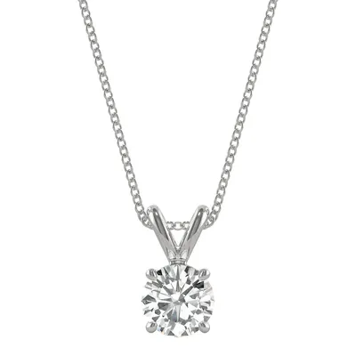 14k White Gold & 0.5 Ct. T.w. Created Moissanite Solitaire Pendant Necklace
