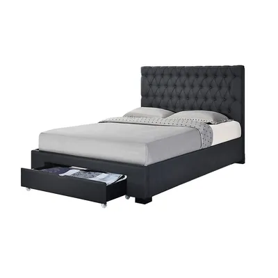 Modern Trends Charcoal Fabric Sofia Button Tufted Upholstered King Size Platform Bed (no Box Spring Required)