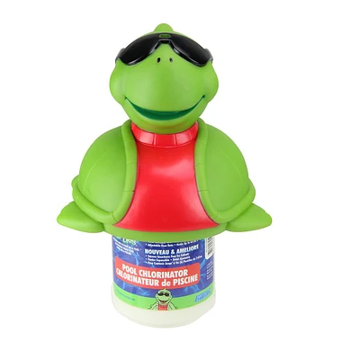 11.5" Green Turtle With Sunglasses Floating Pool Chlorine Dispenser
