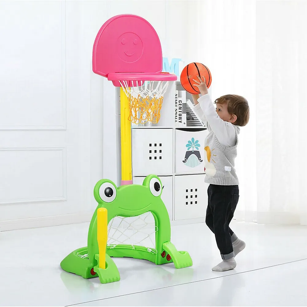 3-in-1 Kids Basketball Hoop Set Adjustable Sports Activity Center W/balls