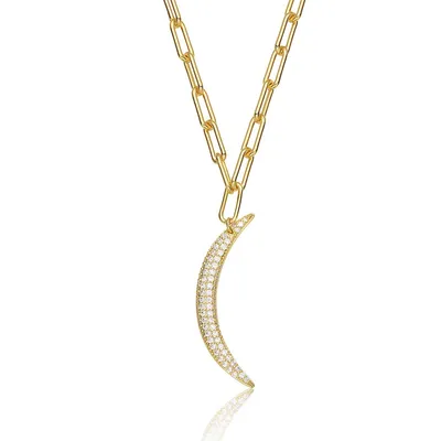 14k Yellow Gold Plated Cubic Zirconia Charm Necklace