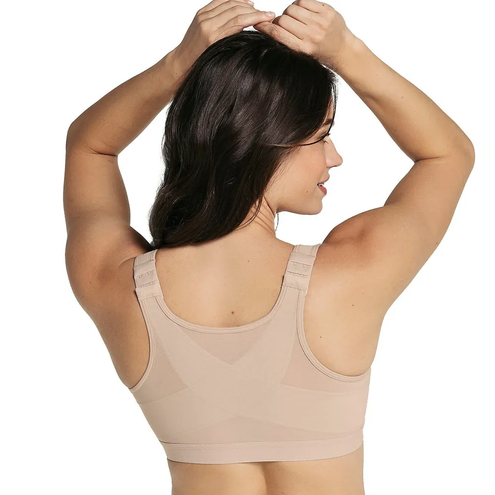 Womens Full Coverage Front Closure Wire Free Back Support Posture Bra Glow  38D