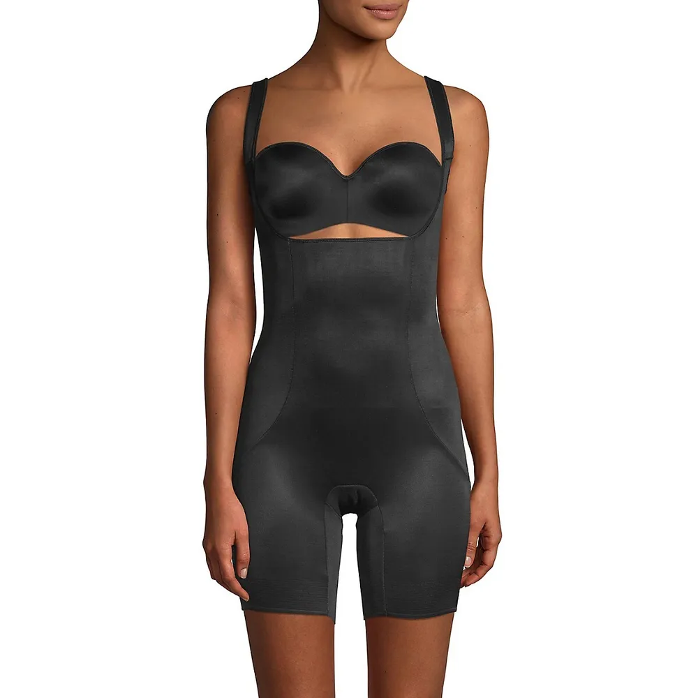 Spanx Suit Your Fancy Strapless Cupped Mid-Thigh Bodysuit Black