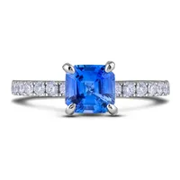 18k White Gold 1.08 Ct Sapphire & 0.52 Cttw Diamond Engagement Ring