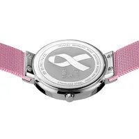 Ladies Classic Stainless Steel Watch & Bracelet Gift Set In Silver/pink