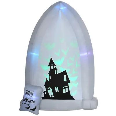7ft Inflatable Halloween Hunted Tomb With Project Light
