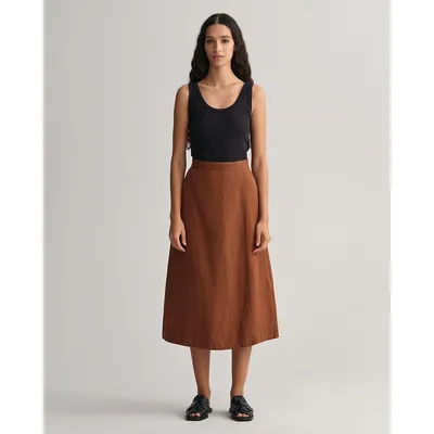Linen Viscose Midi Skirt