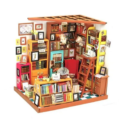 Sam's Study Dg102 Library Diy Miniature Dollhouse