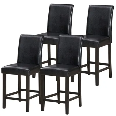 Set Of 4 Bar Stools 25inch Counter Height Barstool Pub Chair W/rubber Wood Legs