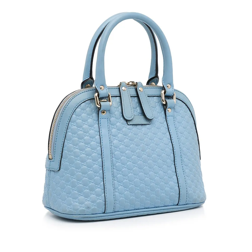 Gucci Dome Handbag Mini Teal Blue Microguccissima