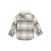 Little Boy's Party Flannel Shirt With Faux Shearling Collar