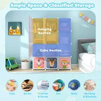 12-cube Kids Wardrobe Baby Dresser Bedroom Armoire Clothes Hanging Closet With Door