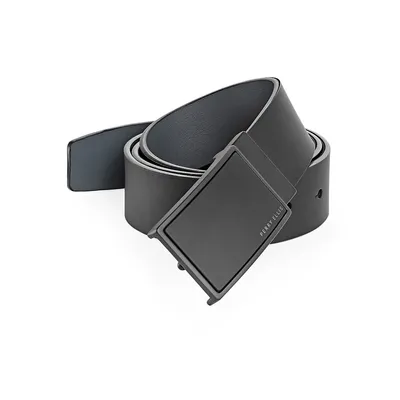 Reversible Plaque Buckle Leather Belt