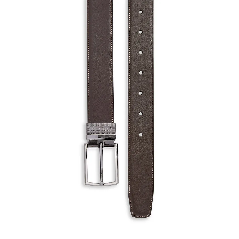 Tiled Reversible Leather Belt