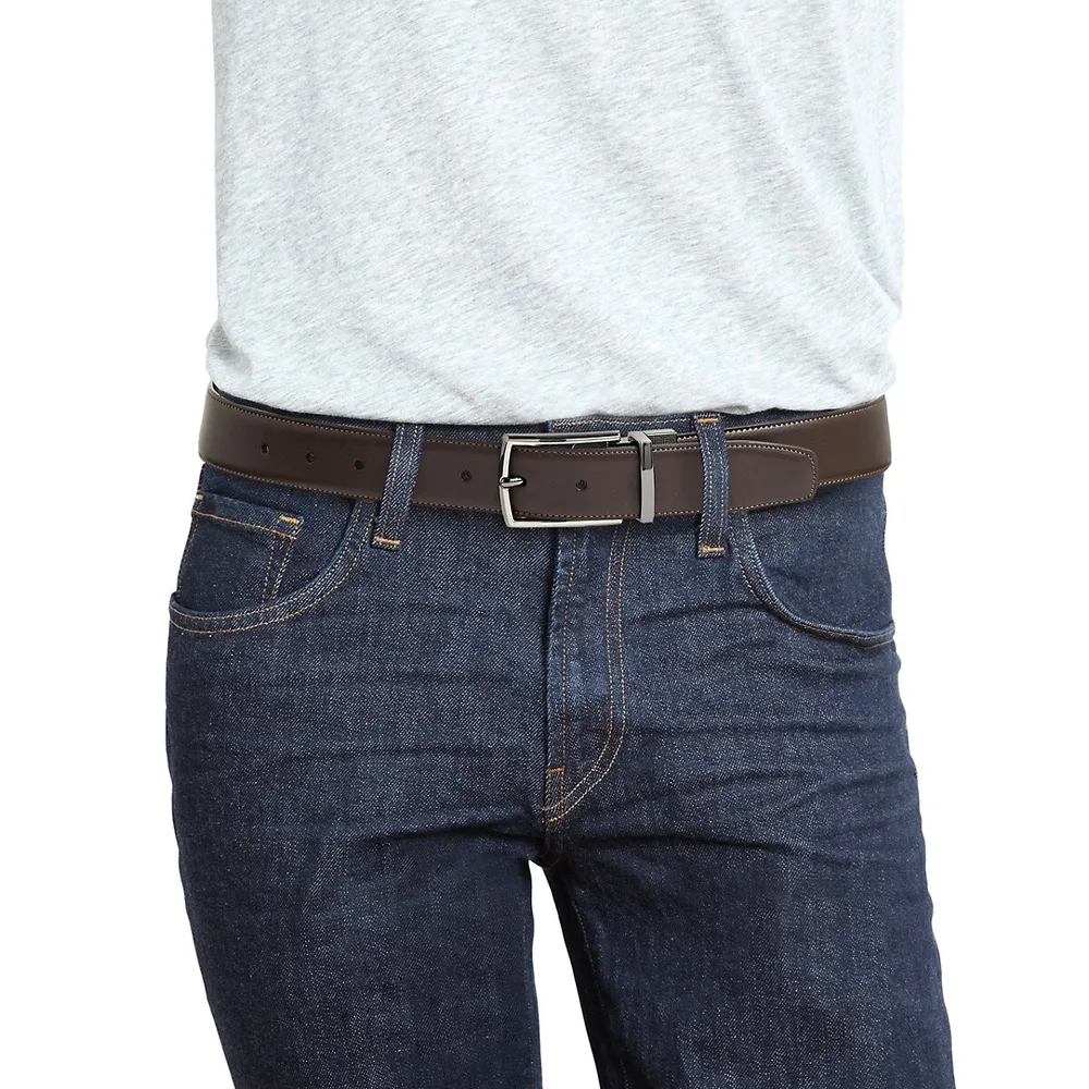 Tiled Reversible Leather Belt