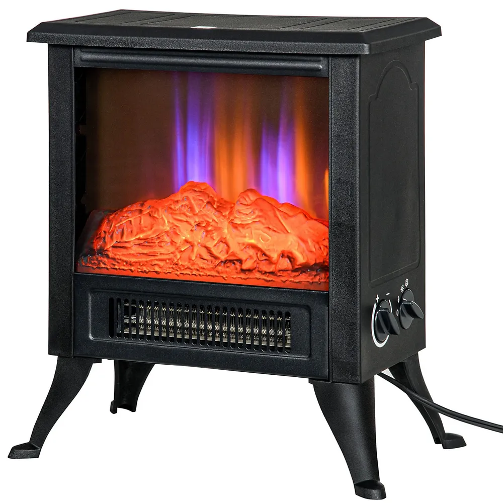 HOMCOM Electric Fireplace Heater W/ Led Flame Fireplace Stove Black |  Square One