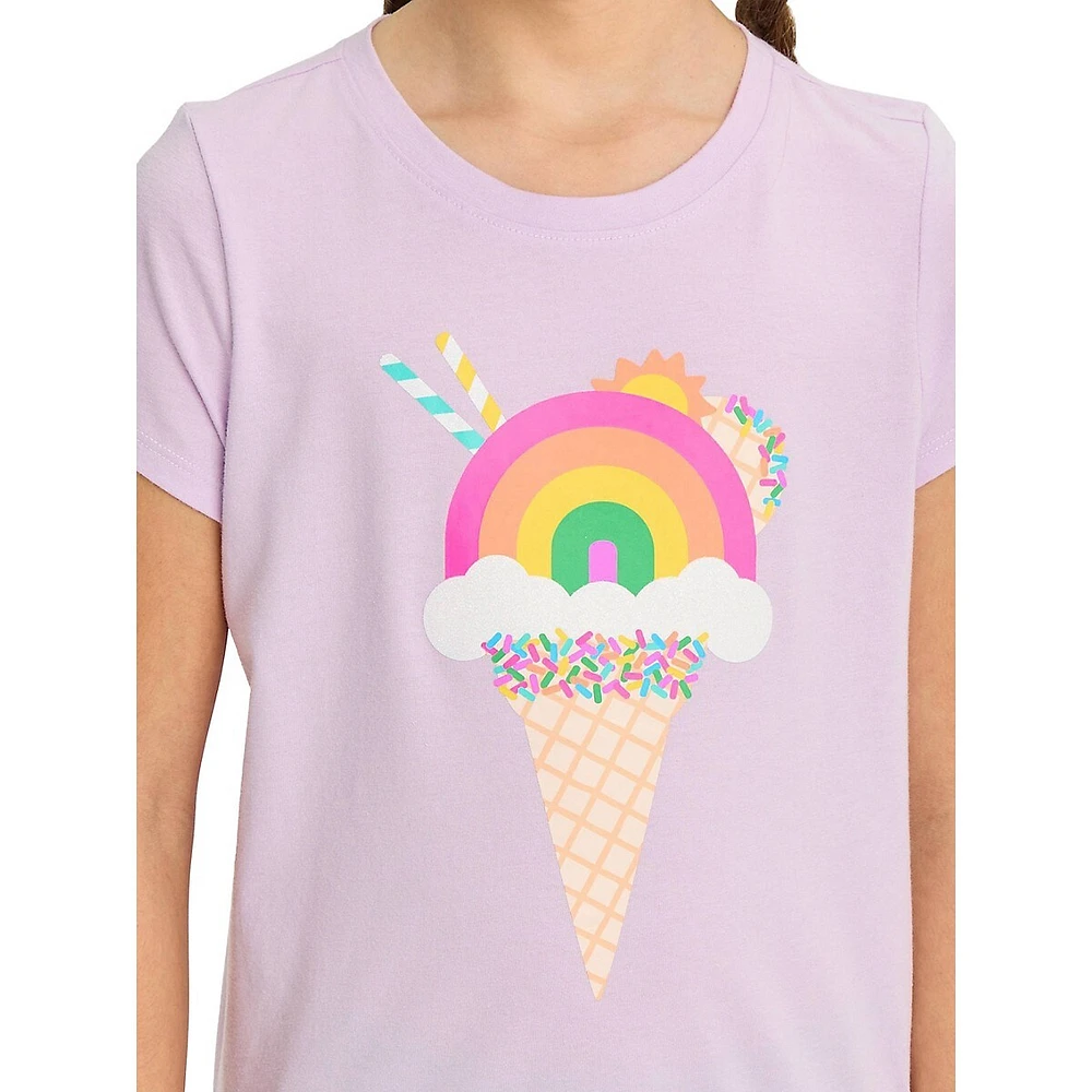 Girl's Ice Cream Rainbow-Graphic T-Shirt