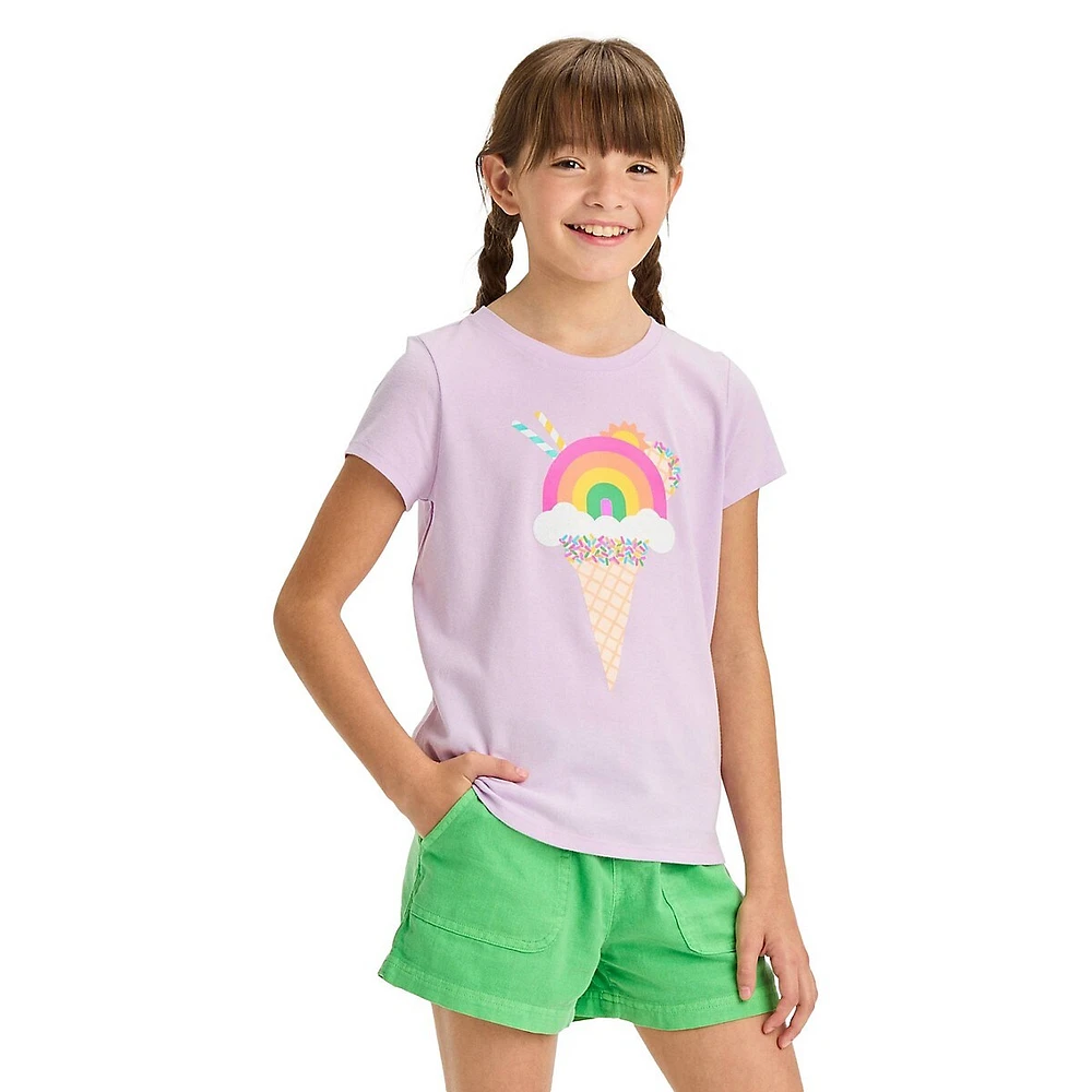 Girl's Ice Cream Rainbow-Graphic T-Shirt