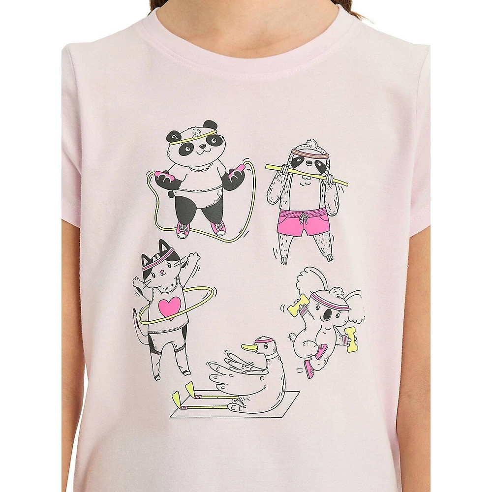 Girl's Fitness Animals-Graphic T-Shirt