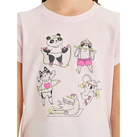 Girl's Fitness Animals-Graphic T-Shirt