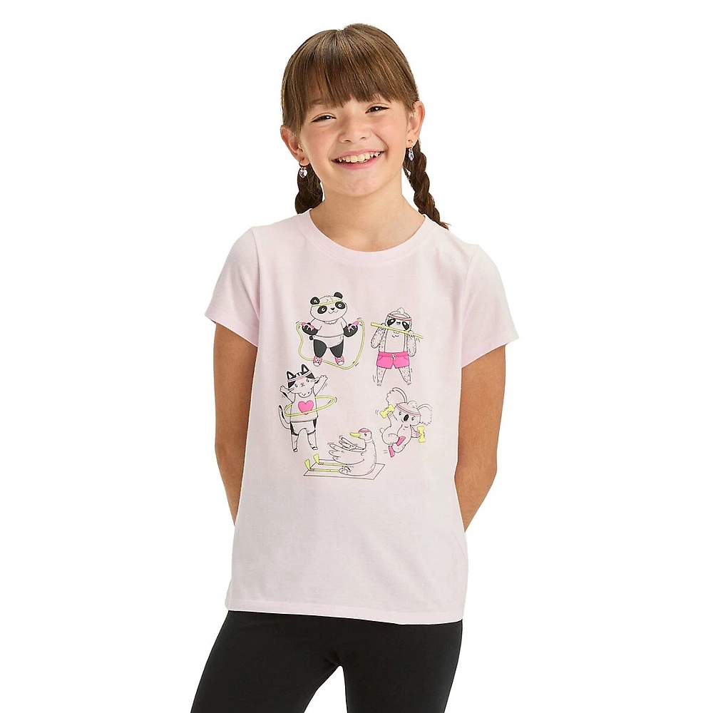 Girl's Fitness Animals-Graphic T-Shirt