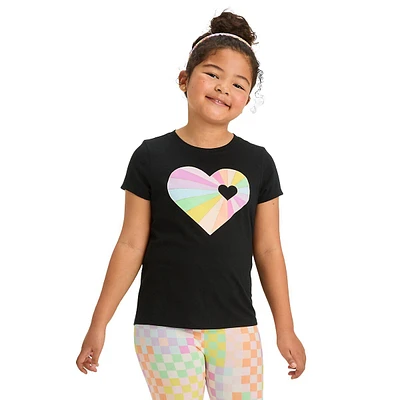 Girl's Rainbow Heart-Graphic T-Shirt