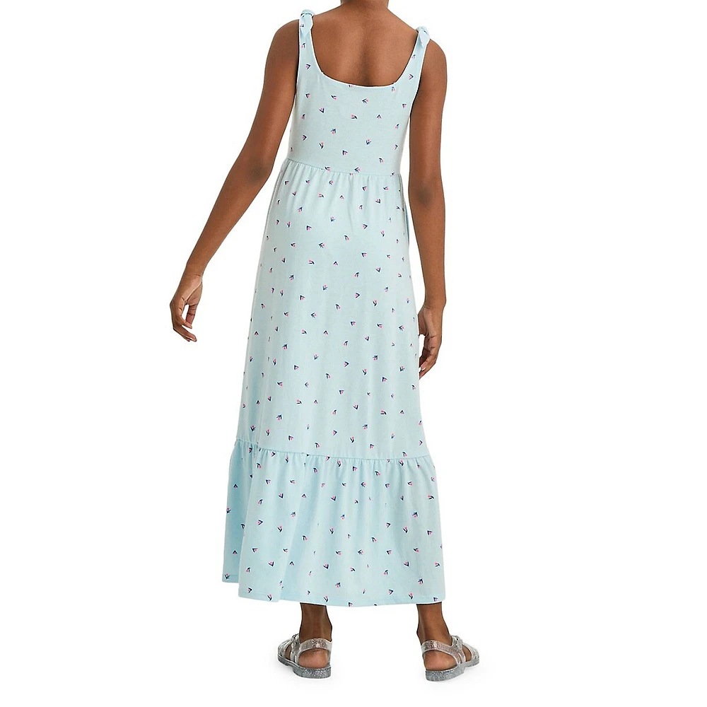 Girl's Printed Wide-Strap Maxi Dress