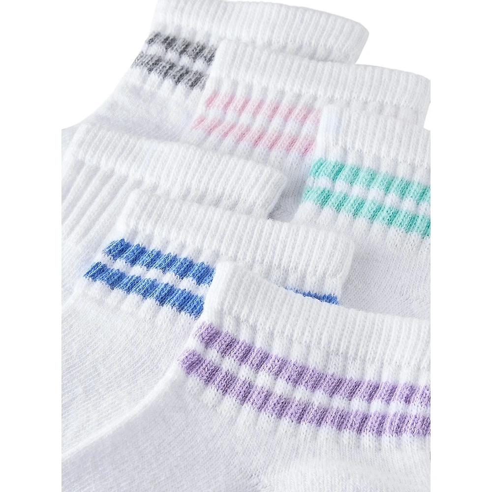 Girl's 10-Pair Striped Ankle Socks