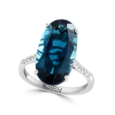 Blue Topaz Elongated Ring
