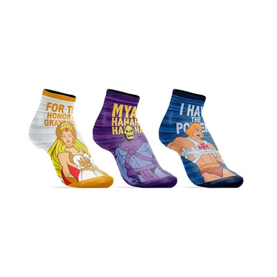 Masters Of The Universe He-man Characters 3 Pack Womens Juniors Ankle Socks