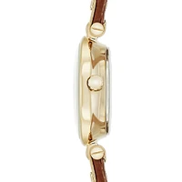 Goldtone Stainless Steel & Brown Vegan Leather Strap Watch 10/9442CHHY