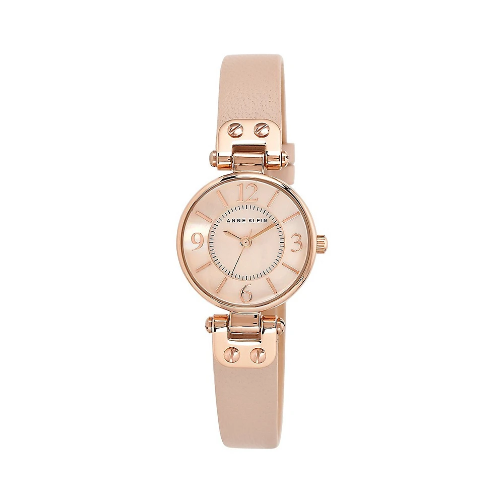 Goldtone & Leather-Strap Watch