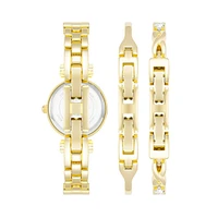 Goldtone & Crystal 3-Piece Bangle Watch Set AK-1868GBST