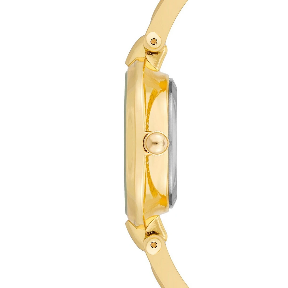 Goldtone & Crystal Bangle Bracelet Watch AK-3788BKGB