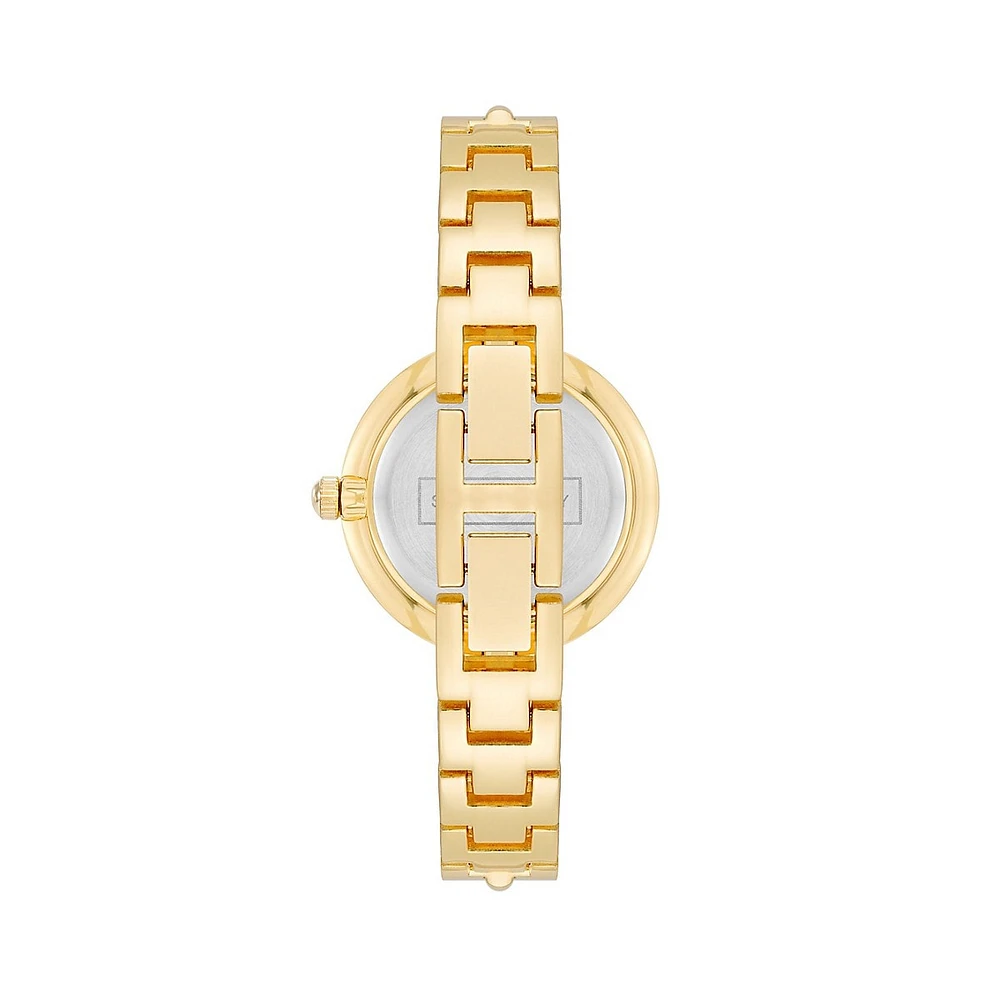 Goldtone & Crystal Bangle Bracelet Watch AK-3788BKGB