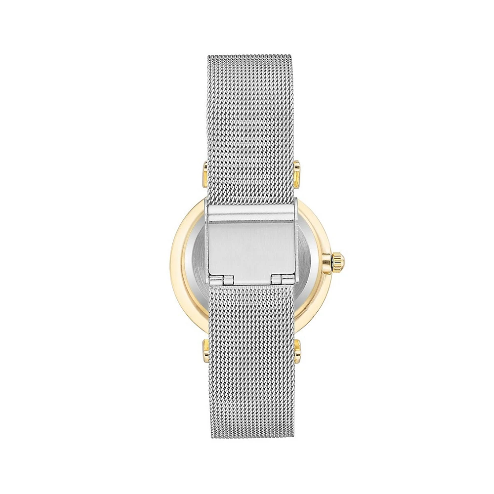 Two-Tone & Crystal Mesh Strap Watch AK-3781SVTT