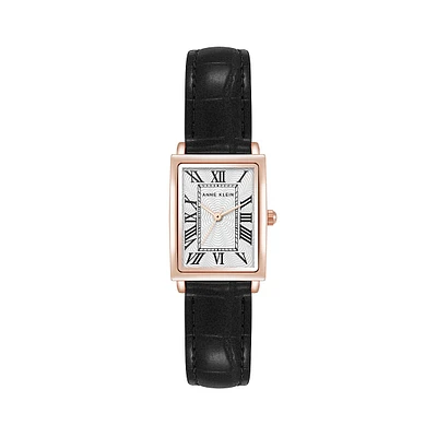 Montre avec bracelet en cuir vegan noir et or rose AK-5090RGBK