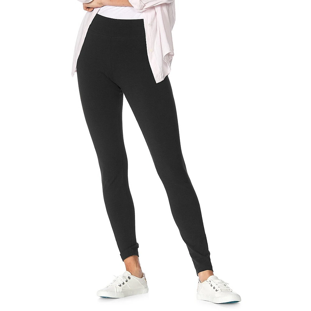 Hue Wide Waistband Ultra Cotton Legging - Black - Size X-Small