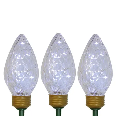 3ct Clear Led Jumbo C9 Bulb Christmas Pathway Marker Lawn Stakes - 3 Ft White Wire