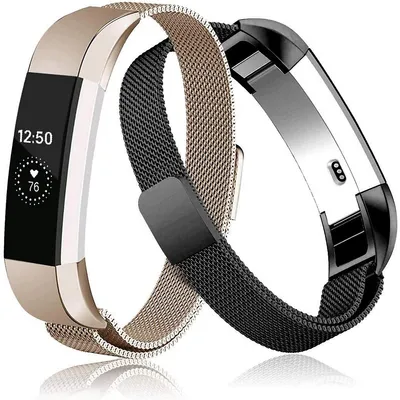 2 Pack Metal Bands Compatible With Fitbit Alta/alta Hr/alta Ace, Stainless Steel Bands (champagne & Black)
