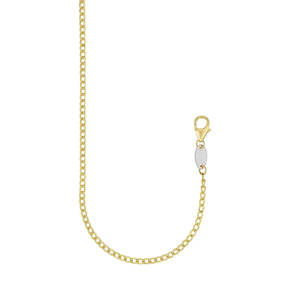 Bonded Goldplated & Sterling Silver Curb Chain Necklace - 18"