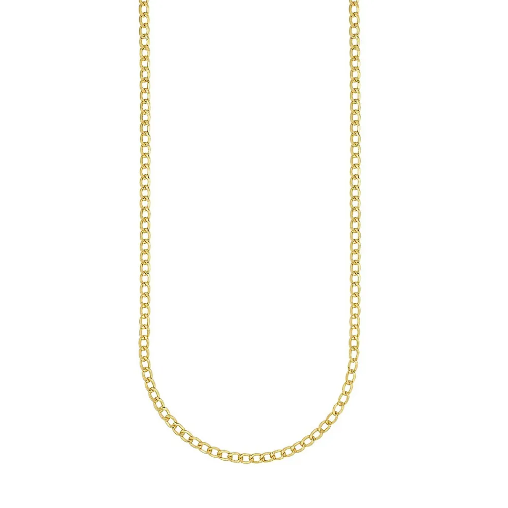 Bonded Goldplated & Sterling Silver Curb Chain Necklace - 18"