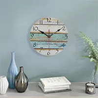 12-inch Creative Wooden Wall Clock, Non-ticking Frameless Arabic Numerals Clock